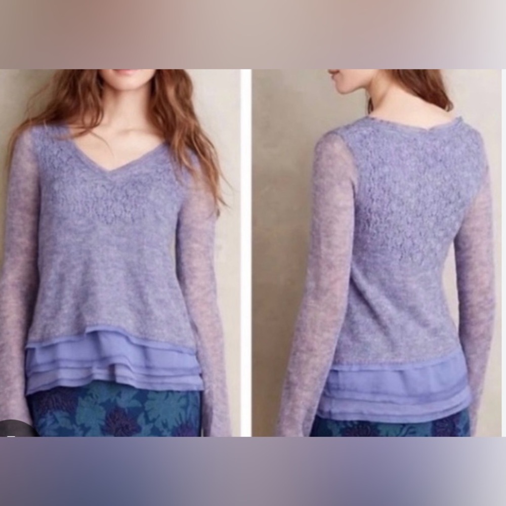 Anthropologie Knitted & Knotted v- neck lightweight sweater alpaca blend large